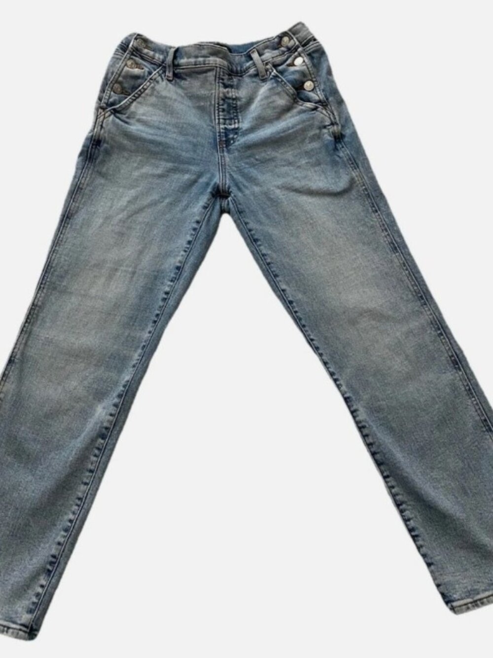 Express Women's Straight Ankle High Rise 4R x 25 Denim Jeans Light Wash Stretch